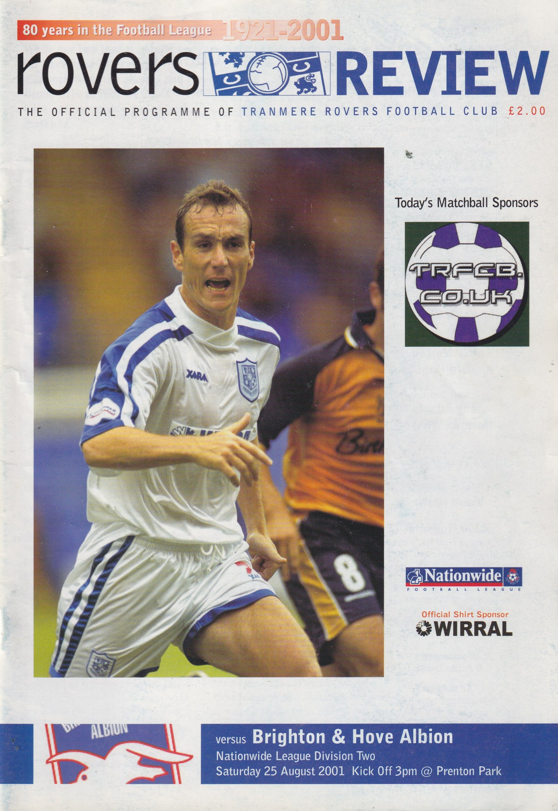 Tranmere Rovers v Brighton & Hove Albion match programme